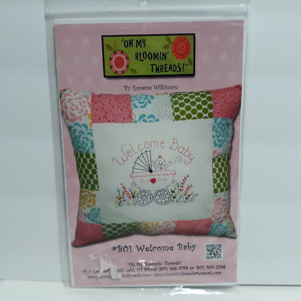 New "Welcome Baby" Sewing Embroidery Pillow Pattern Oh My Bloomin Threads